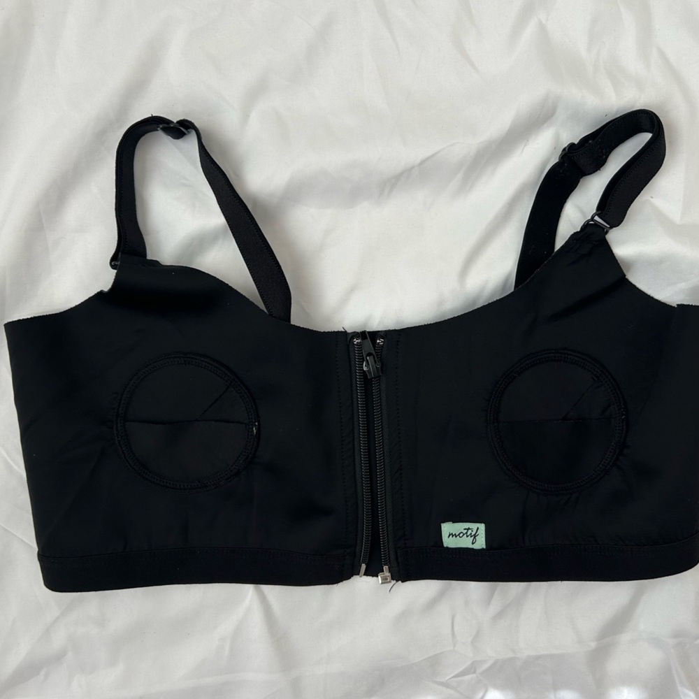 Black Zip Front Bra by Motif